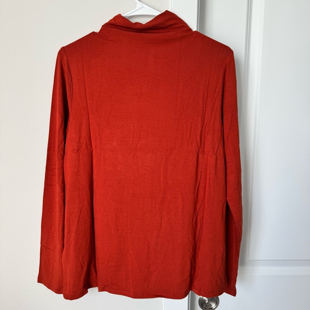 NWT Liverpool Los Angeles Mock Neck Long Sleeve Knit Top Orange Size Large Fall - Picture 9 of 9